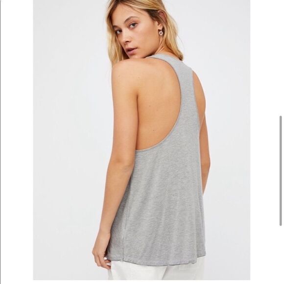 Free People OB590450 Amelia Y-Strap Sleeveless Tank Top in Grey - Picture 3 of 9